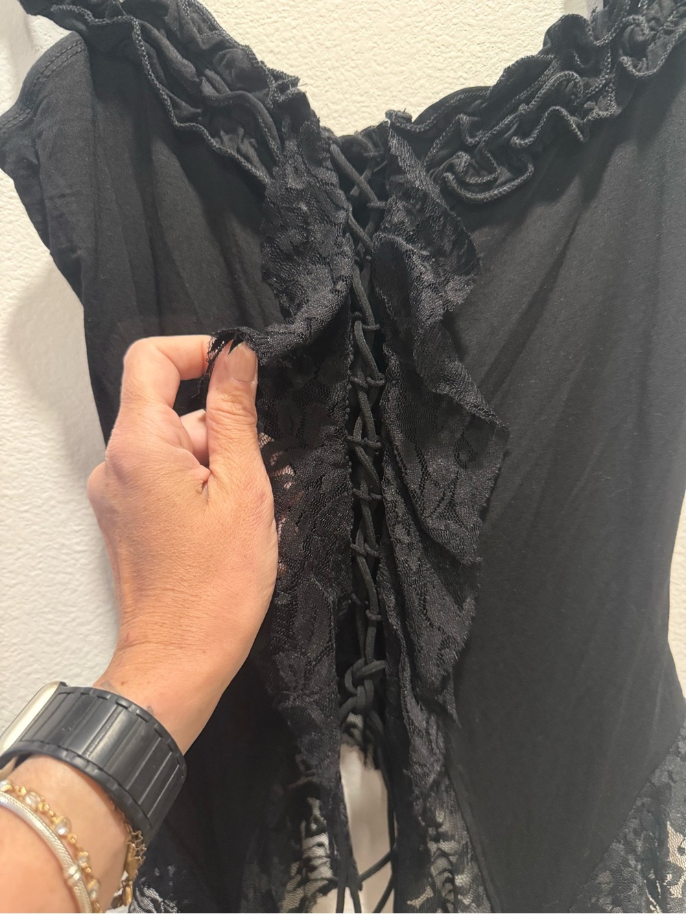 Black Gothic Fairycore Lace Handkerchief Hem Corset Style Tank - Picture 14 of 15